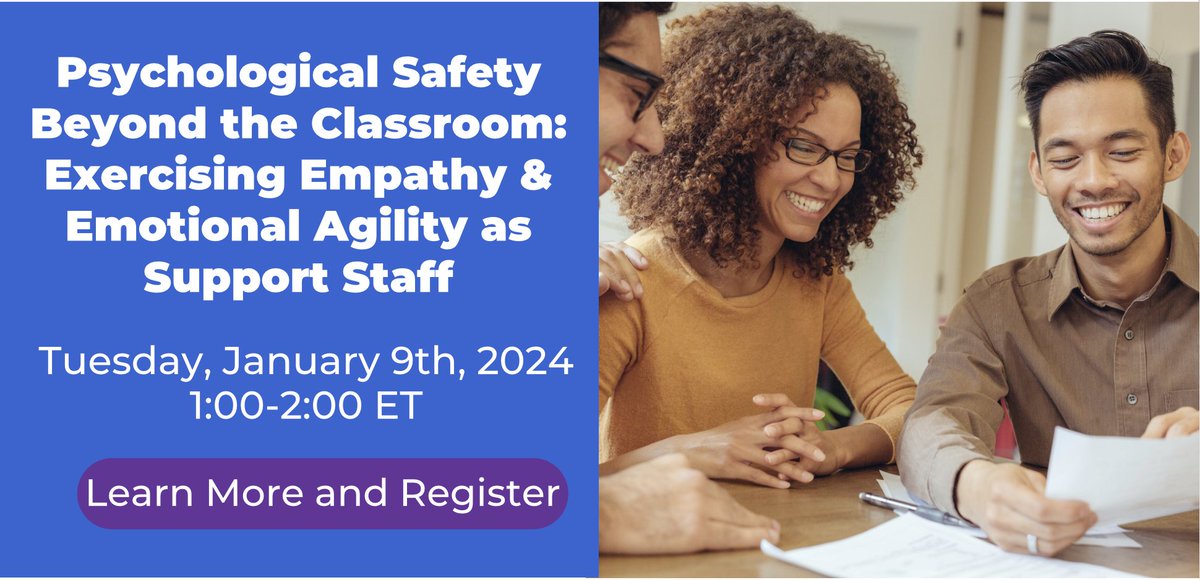 Join Jonelle Massey, National Board Certified School Counselor & CLS Leadership Coach, for a webinar about psychological safety beyond the classroom on January 9th from 1-2 ET. Learn more and register here: creativeleadership.net/events/webinar…