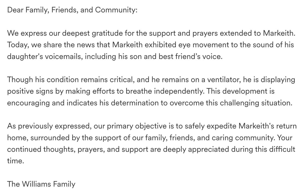 Wekiva Athletics (@wekivasports) on Twitter photo Encouraging news from Coach Williams' family. Your continued support is greatly appreciated. <a href="/WekivaAquatics/">Wekiva Aquatics Swimming/Water Polo</a> <a href="/osvarsity/">Sentinel Varsity</a> <a href="/OCPSAthletics/">OCPS Athletics</a> Encouraging news from Coach Williams' family. Your continued support is greatly appreciated. <a href="/WekivaAquatics/">Wekiva Aquatics Swimming/Water Polo</a> <a href="/osvarsity/">Sentinel Varsity</a> <a href="/OCPSAthletics/">OCPS Athletics</a>