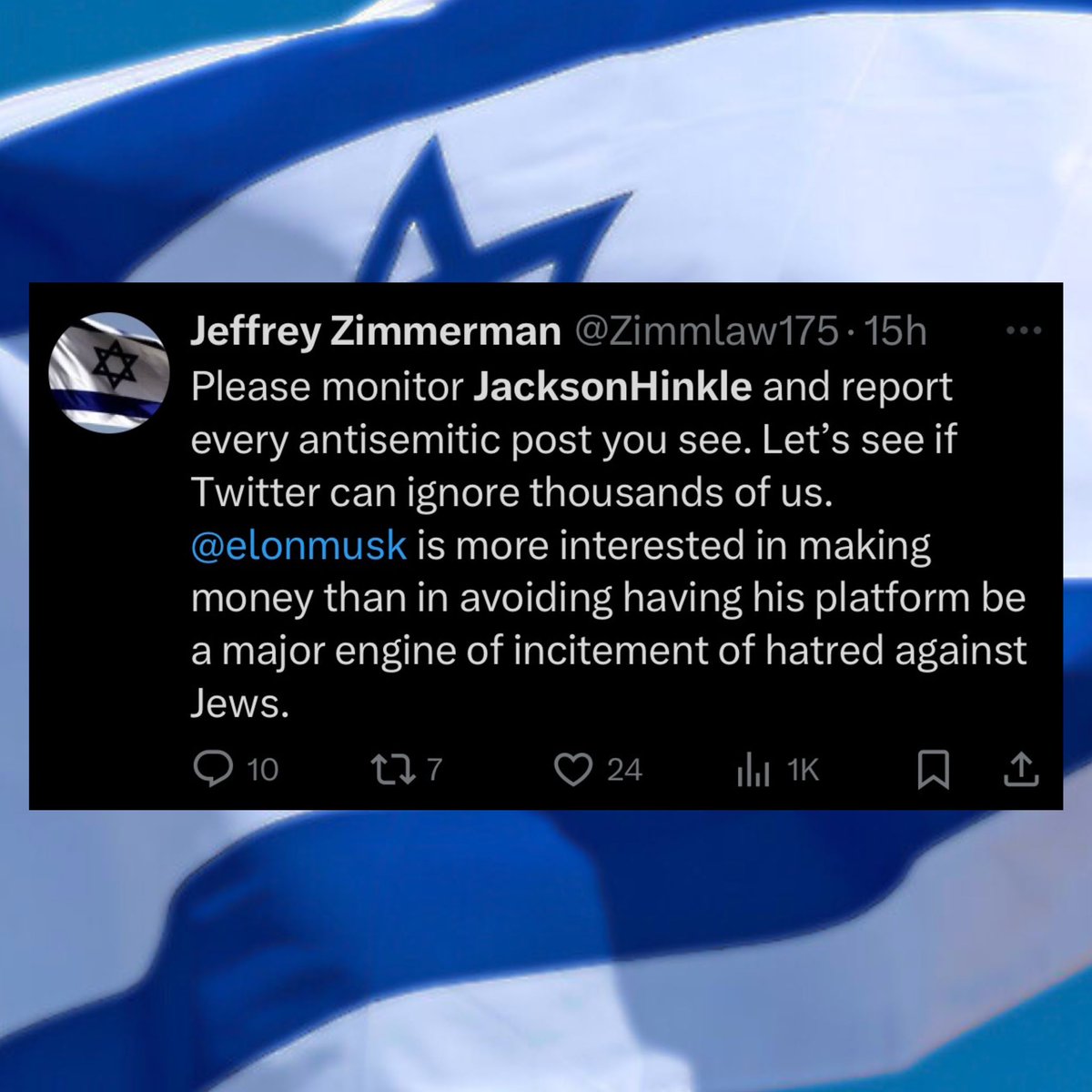 jacksonhinkle's tweet photo. 🚨🇮🇱 ZIONISTS are MASS REPORTING my account to get me BANNED on X!

🚨 Subscribe to my X Premium for $3 to help me expose more of their LIES. https://t.co/PawQ9XpOMR