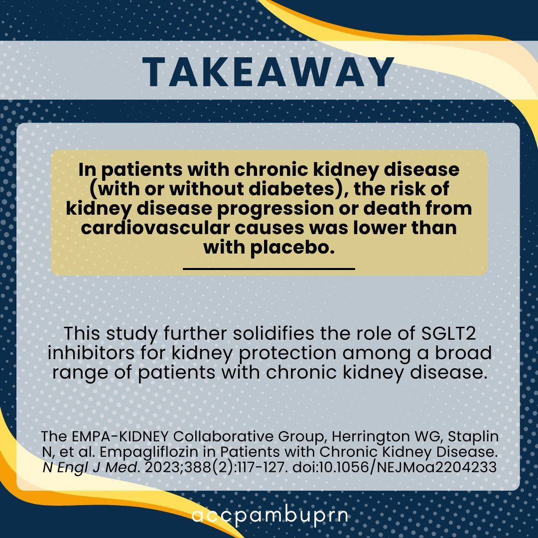 The EMPA-KIDNEY trial evaluated the effects of empagliflozin in a broad range of patients with chronic kidney disease at risk for progression. Check out our full summary of the trial and let us know what you think in the comments!💊