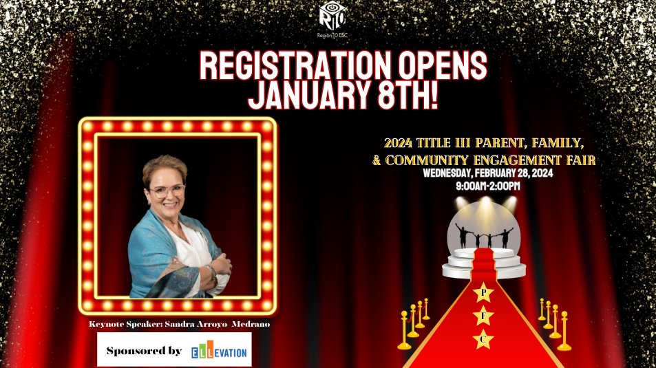 🎉Thrilled to announce that registration for the Title III Parent, Family, &amp; Community Engagement Fair is opening soon! 📅✨

Get ready to join us and <a href="/sarroyo529/">Sandra Medrano-Arroyo</a> as Keynote. Missed her message? Catch it here: youtu.be/YN_OsX4Z7tE

Stay tuned for more details 🌟
