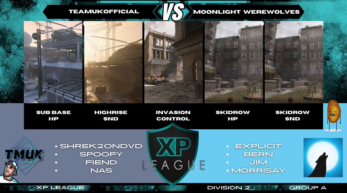 Starting 2024 with this, 2nd league game of the season… can they make it 2 in 2 

🆚 | <a href="/ExplicitCW/">Connor</a> n Co
❎ | @XP_Europe 
🏆 | Divison 2
⏰ | 20:30
🎙️ | @SpudinTheMud_ 

🔱 | Teamukofficial 
🔱 | <a href="/twistnether/">Skreky</a> 
🔱 | <a href="/SpoofyCOD/">Spoof⏳</a> 
🔱 | <a href="/NasMiah10/">Nas</a> 
🔱 | <a href="/fiend_cod/">fiend</a> 

#MW3 #WeMove
