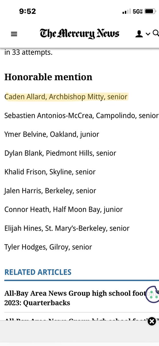 Caden Allard (@cadenallard3) on Twitter photo Honored to be named to the All-Bay Area Honorable Mention ATH team!
<a href="/MittyHSfootball/">AMHS Football</a> @DWiseAC <a href="/Tha_CoachK/">Coach Fred Koloto</a> <a href="/joseph_dycus/">Joseph Dycus</a> Honored to be named to the All-Bay Area Honorable Mention ATH team!
<a href="/MittyHSfootball/">AMHS Football</a> @DWiseAC <a href="/Tha_CoachK/">Coach Fred Koloto</a> <a href="/joseph_dycus/">Joseph Dycus</a>