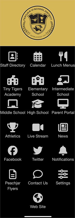Start the new semester with the Festus R-6 School District app.  Download it from the Google Play or Apple stores.  Find lunch menus, live stream links, news and more right at your fingertips.  Plus, opt in to receive notifications when something new is posted.
#WeAreFestus