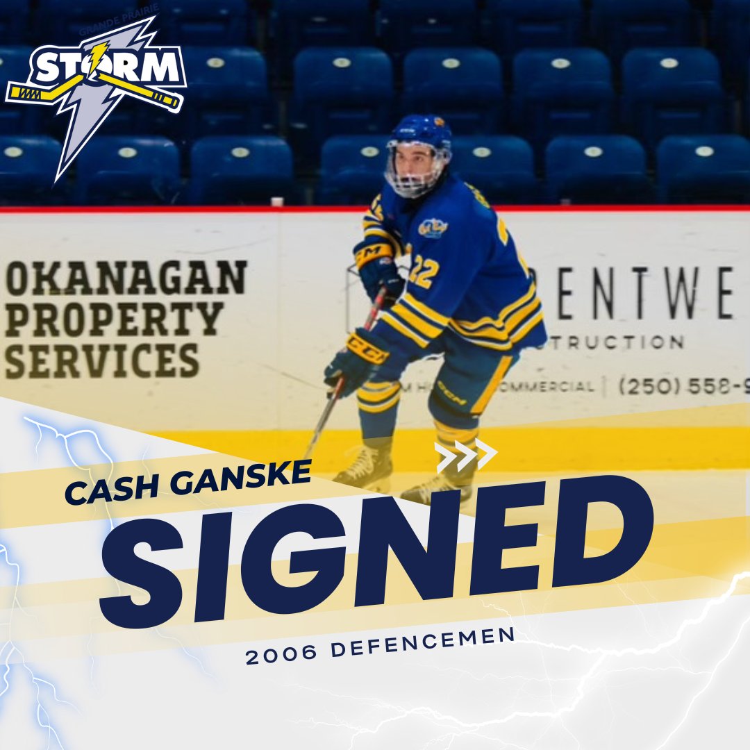 The Storm would like to welcome Cash and the entire Ganske family to our organization. ⚡️

Ganske is expected to make his Storm debut on this weekend's upcoming road trip!
Read More Here: grandeprairiestorm.ca/storm-sign-200…