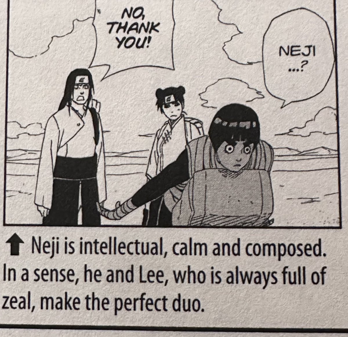 Lee and Neji on Nejis third data entry from the Offical Character