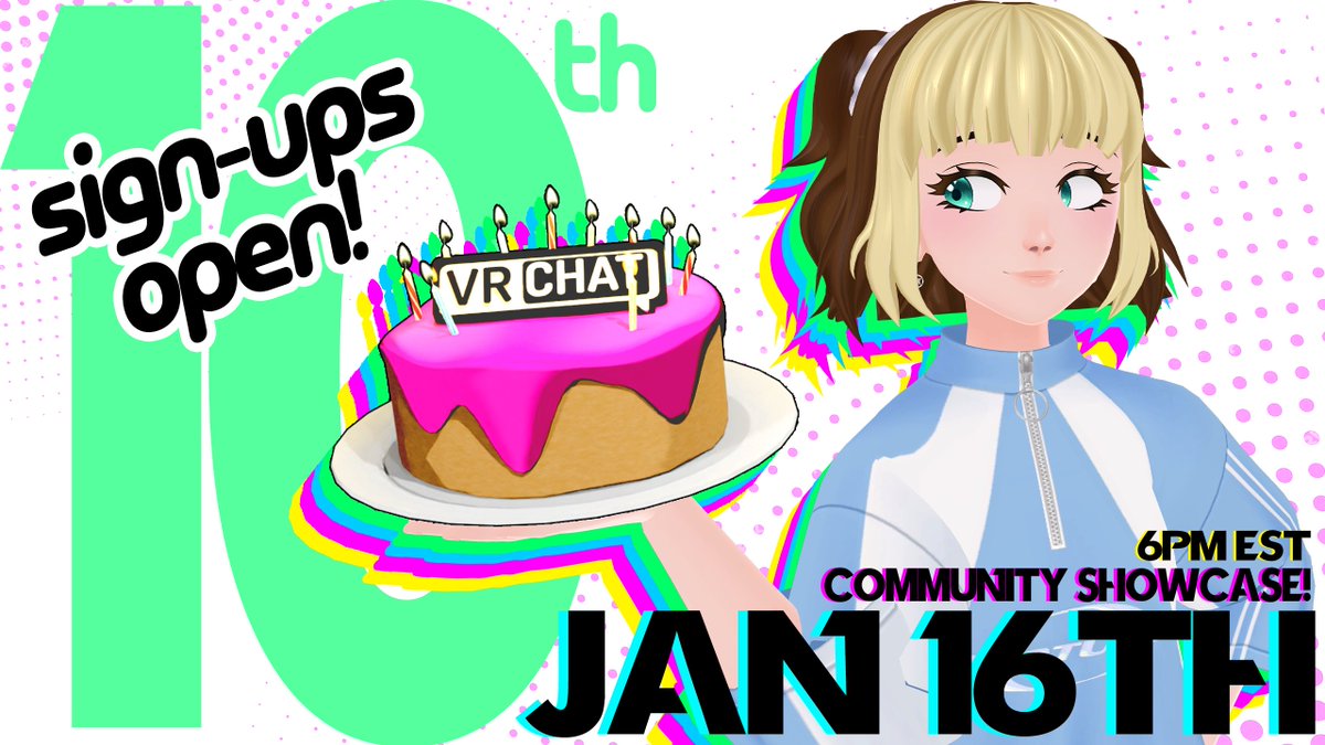 10th Anniervsary of #VRChat is on Jan. 16th!!! 🤯Insane!

To celebrate at the TVRS Studio, we're hosting a community showcase event, sharing the people who've made this place so great ⭐️

We're hosting Sign-Ups till the 11th!

Join the event via Discord!:
discord.gg/phia?event=119…