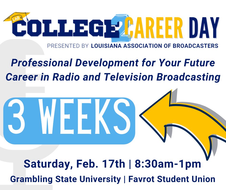 LABroadcasters's tweet photo. Students, if you're studying to become a broadcast journalist one of the best things you can do for your future is attend our College2Career Day on Feb. 17th!

You'll learn from expert broadcast panelists, receive resume advice and more. 

Register here: https://t.co/50zKHcYHuI https://t.co/P1VXdEgiOZ