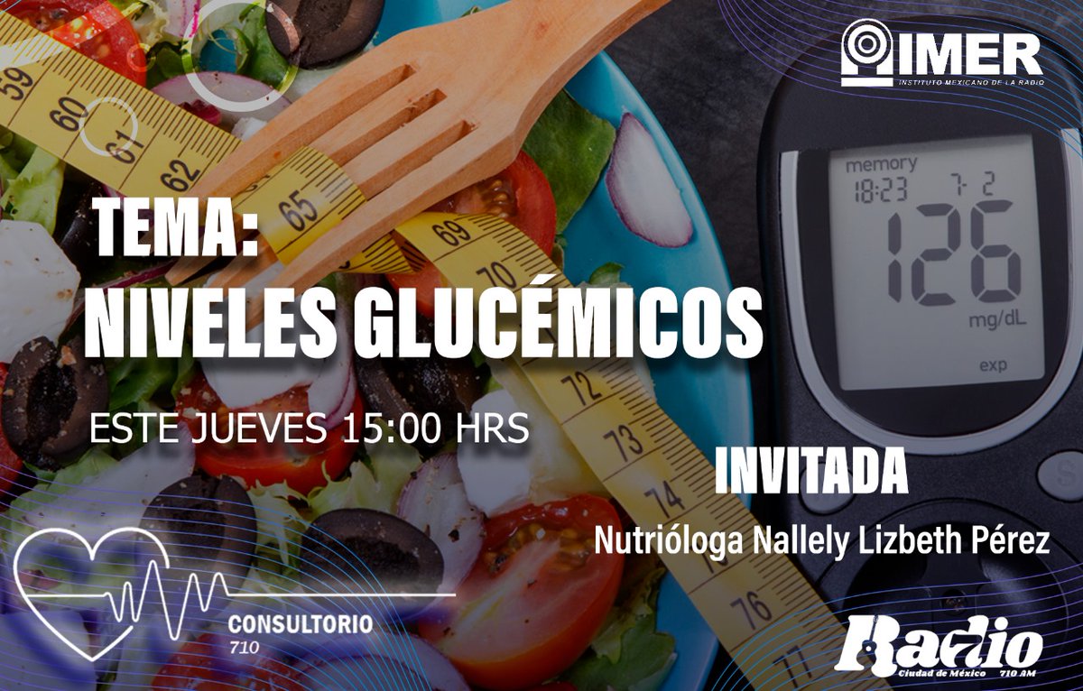 ¿Sabes que son los niveles glucémicos y cómo nos pueden ayudar a combatir enfermedades crónicas? No te pierdas a las 3 pm #Consultorio710 en donde la nutrióloga Nallely Pérez nos asesorará sobre este tema. 
Escúchanos en nuestra frecuencia AM o en línea 
👉bit.ly/3xUpdTF