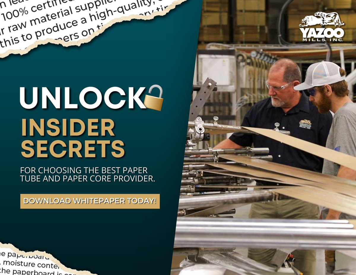Achieve optimal performance &amp; product integrity with paper tubes &amp; cores you can trust! 
#YazooMills' FREE white paper reveals the secrets to consistent paperboard quality.
➡️yazoomills.com/about/white-pa…

#papertubes #papercores #manufacturing #printingindustry