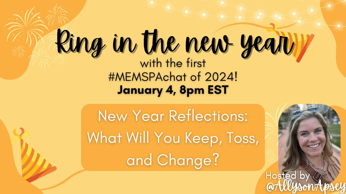 vgilbert3's tweet photo. In 15 min
@AllysonApsey hosts #MEMSPAChat
Ring in the NEW YEAR #tlap @TaraMartinEDU @R_CILR @AnnickRauch #Formativechat
@bbray27 @Rdene915 @RitaWirtz
@MichelleAllenMI @Blaine_McDowell @jlteacher
@emily_basse @CraigMcCalla24 @mrvislosky @MGeoghegan22
#MSAAchat
@PrincipalGarden https://t.co/FEEAhorXeA