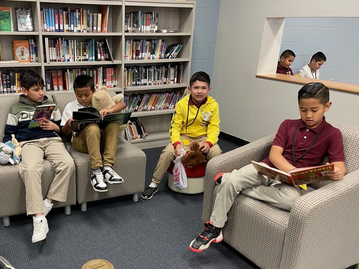 The boys are back in town! Ms. Cerda's class came back after holiday break ready to read and chill in the Roy Cisneros Leadership School for Boys Library.