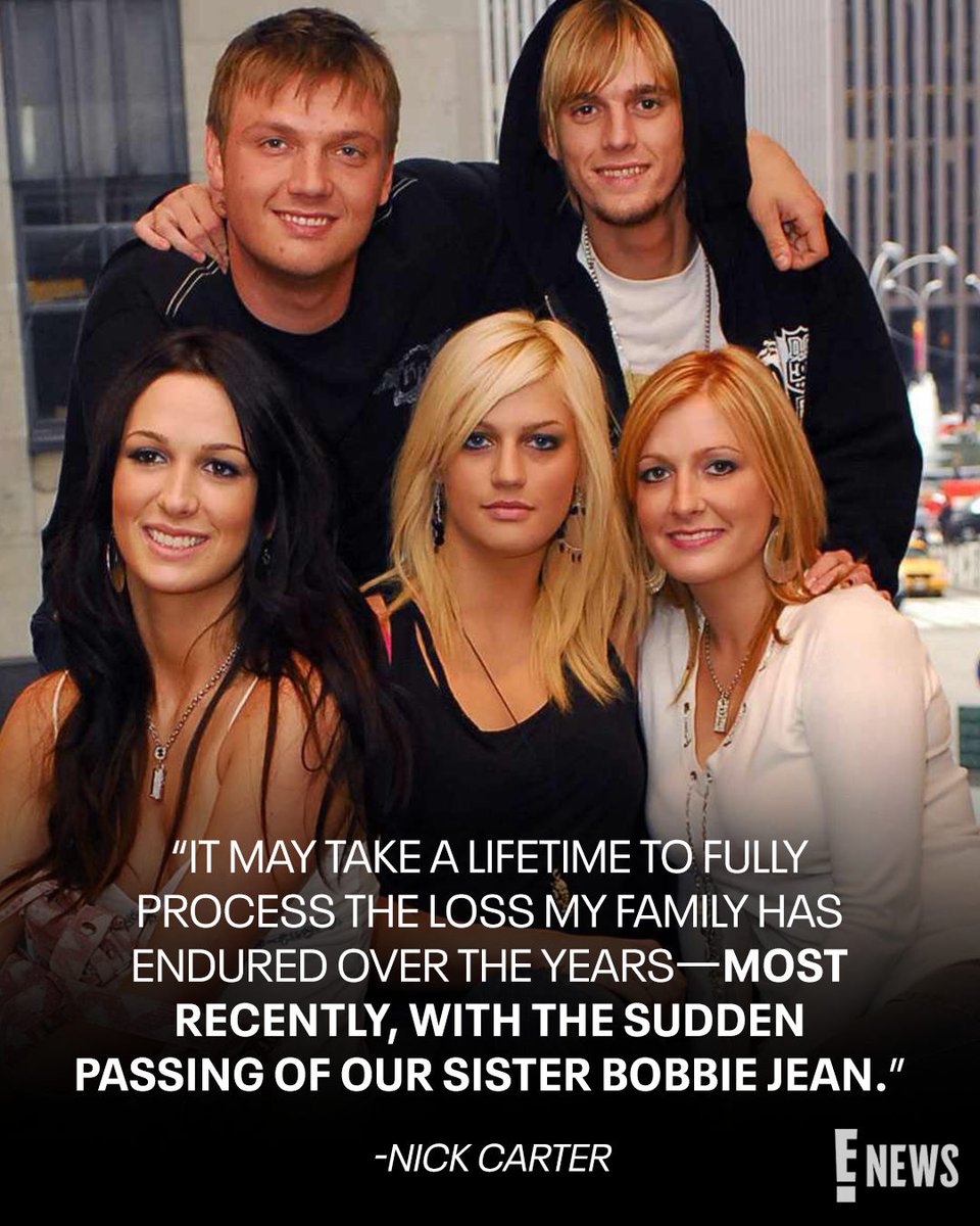 enews's tweet photo. Nick Carter is speaking out about his sister Bobbie Jean's tragic passing. 💔 https://t.co/NeEPoXpw44 https://t.co/D2mahbik37
