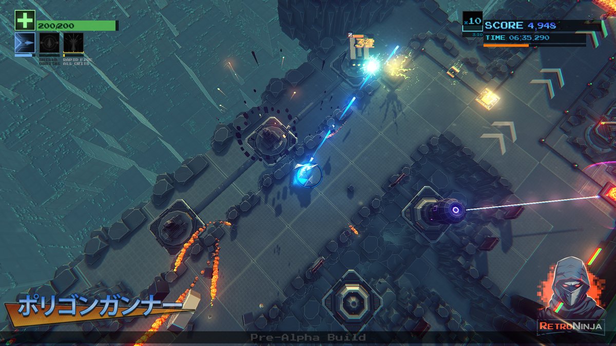 RetroNinja5's tweet photo. Let's start 2024 with a few shots from my up-coming physics-based isometric shmup, #PolyGunR https://t.co/KgRLnL8lmw