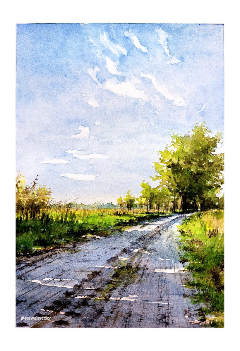 Summer scene near my home.
My older watercolor work. 
#art #myhome #painting #nature