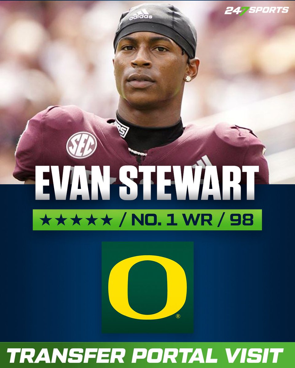 247Sports's tweet photo. Texas A&amp;M transfer WR Evan Stewart is set to visit Oregon this weekend. 🏈

MORE: https://t.co/SFBYJf0ek8 https://t.co/8Vs5TDq2zT