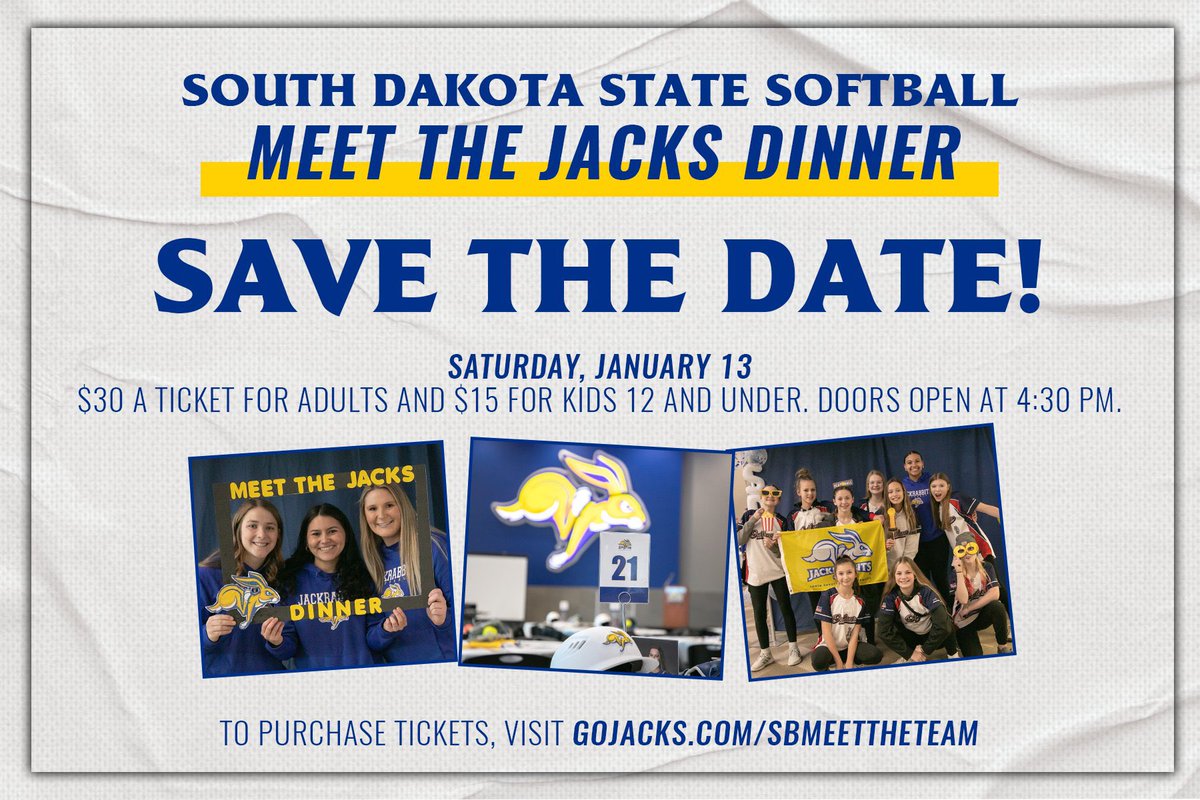 GoJacksSoftball's tweet photo. We’re just a week away from a fun night getting to know our 2024 team!

Details &amp; sign up at https://t.co/3o65cLkIbE https://t.co/hxhpaThI7I