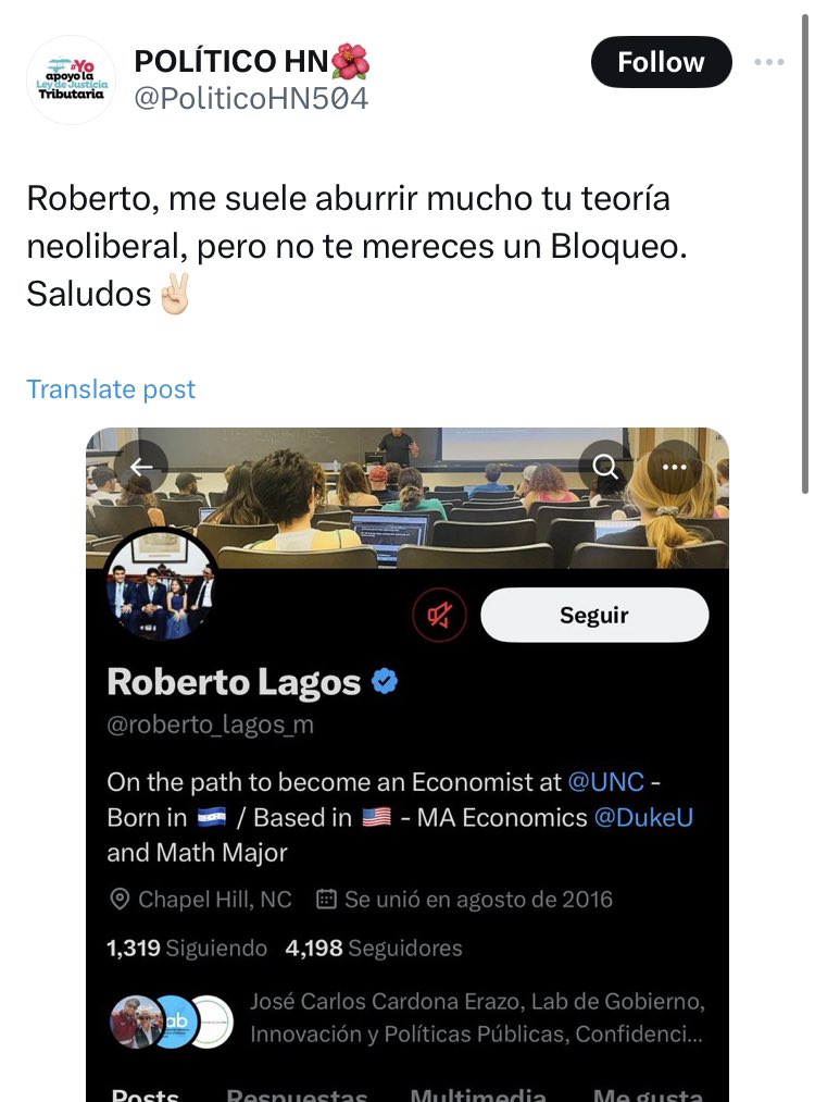 roberto_lagos_m's tweet photo. Interesante primero me bloquea, luego me silencia - pero veo que siempre pasa pendiente de mis comentarios. 

Realmente el único amateur en administración pública eres tu joven aprendiz. En primer lugar si revisaras los datos históricos de Honduras 🇭🇳 te darías cuenta que la recaudación es estacional. En este sentido el mayor porcentaje de recaudación de impuesto sobre renta de personas jurídicas es en abril y pagos a cuenta las recaudaciones principales se observan en junio, septiembre y diciembre. Con estos datos uno puede fácilmente proyectar si la meta de recaudación se cumplirá o no para el cierre del año para estos dos impuestos. Es correcto que todavía a dic se registraran pagos a cuenta - Sin embargo estos no serán suficientes para cerrar las brecha total de recaudación de las empresas en la suma total de ambos impuestos.

Adicionalmente para educarte un poco unas de las premisas de esta administración es volver el sistema tributario más progresivo. Sin embargo cuando observa la composición de los impuestos y te invito a que hagas el análisis los impuestos indirectos representan una mayor proporción que los directos. Es decir el sistema es más regresivo durante el 2023 con respecto al 2022. Es normal dado que con los mensajes radicales ahuyentaron la inversión. 

Ahora pensado más en detalle creo que calcularé las tasas de crecimiento reales de cada impuesto. Para ver si se desaceleró la recaudación. 😉

Seguí revisando y estudiando las leyes pero recuerda que eso es solo una parte del trabajo - Sigo a la orden para cuando necesites que te expliquen como analizar las cifras con gusto te damos unas clases por zoom