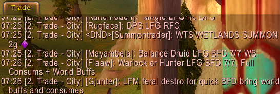 Being told my ban will not be overturned due to me using trade chat to form dungeon group. Never mind this is how the trade channel looks at any given time.