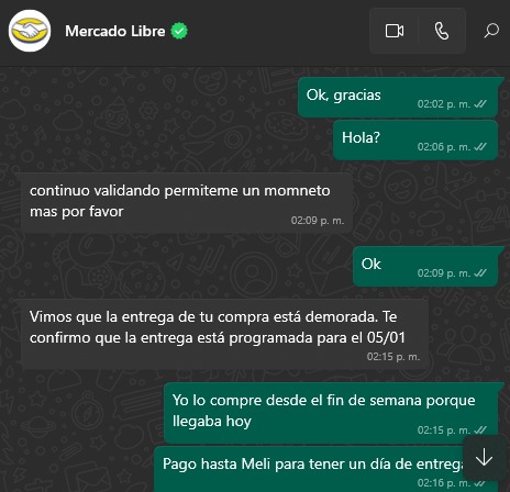 rafard_'s tweet photo. @ML_Ayuda para que paga uno MELI si van a entregar cuando se les da la gana y sus soluciones en WA son: cancelé su compra y Meli si no está de acuerdo con el servicio https://t.co/YOTULJMTyf