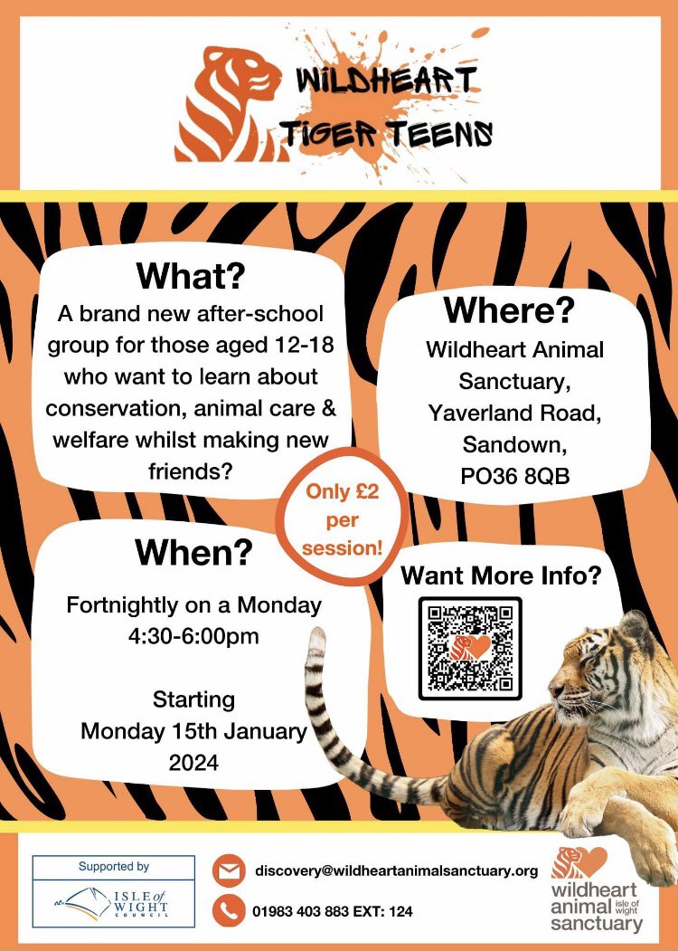 The @WildheartTrust have announced a brand new fortnightly after school club for #YoungPeople at The Wildheart Animal Sanctuary in #Sandown Starting 15th January 4:30-6:00pm Learn about #conservation, #animalcare & welfare as well as to socialise with others #IsleofWight 👇