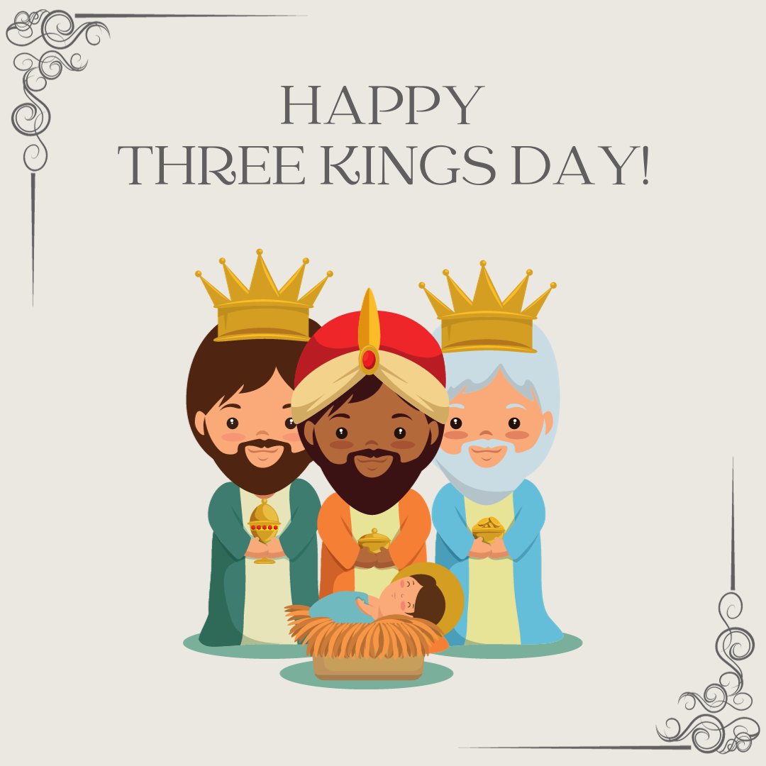 Happy Three Kings Day!  Wishing you all a joyous celebration on this special day!  #ThreeKingsDay, also known as #Epiphany or #DiaDeReyes, marks the culmination of the Christmas season and is celebrated as the day the Three Wise Men first saw baby Jesus.