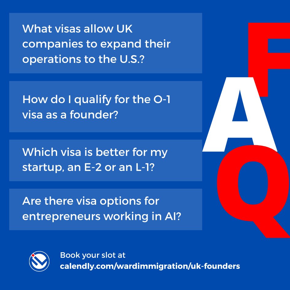 WardImmigration's tweet photo. Founders' Fridays starts up again next week, giving startup founders and entrepreneurs an opportunity to ask questions about U.S. immigration and visa options! Book your slot at https://t.co/TrbWqe8BiB 
#FoundersFridays #startupvisa #usimmigration #usimmigrationlawyer #usvisas https://t.co/cMzfvXbEaL