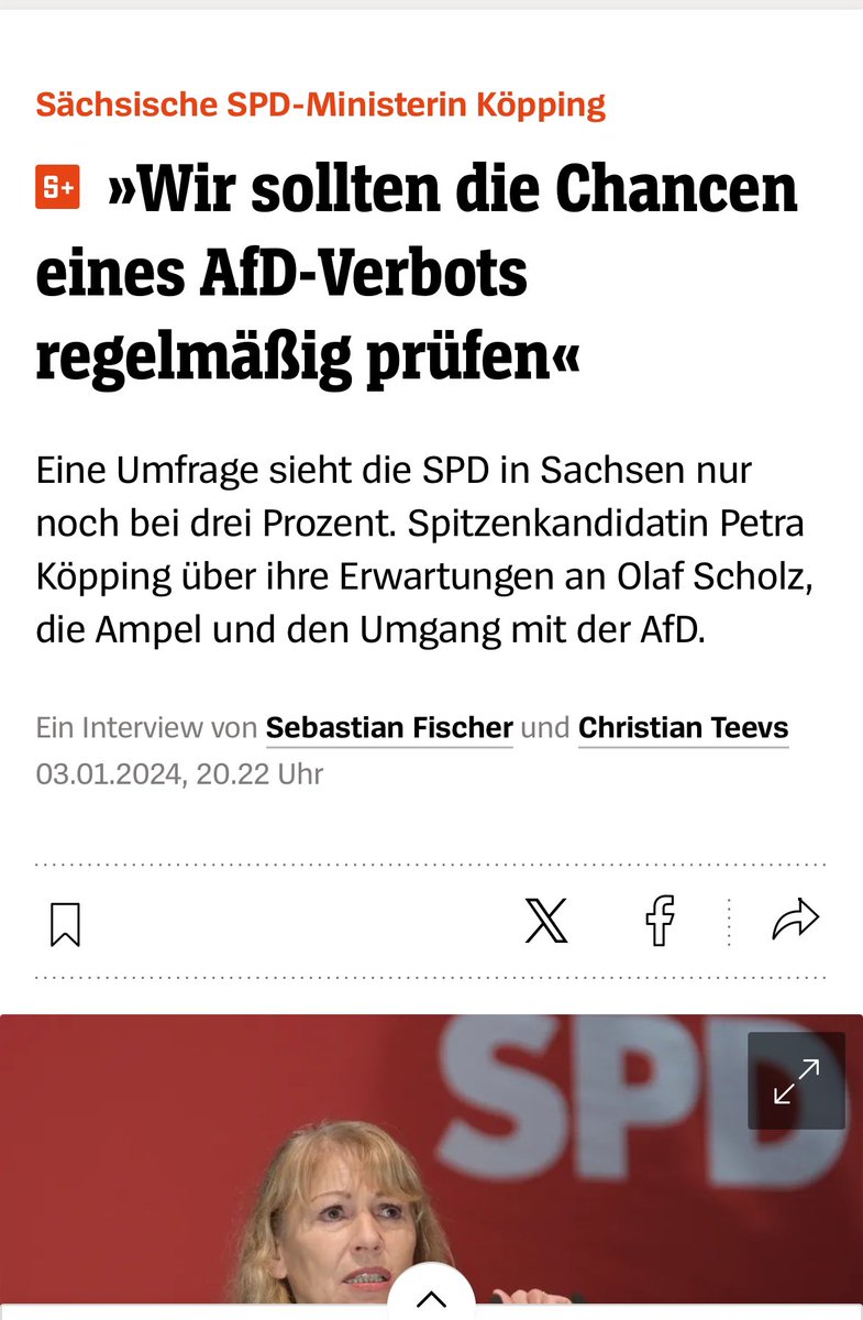 Eine Partei, die in einem wichtigen Landesteil bei 3 Prozent steht, diskutiert darüber, eine Partei, die dort auf die 40 Prozent zusteuert, verbieten zu lassen. Das hat schon wieder Größe.