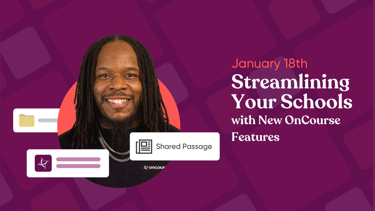 Kick off the new year with time-saving features and productivity boosters! You’ll see a mix of big new ideas and small-scope improvements designed to make your life easier. oncoursesystems.wistia.com/live/events/eq…
