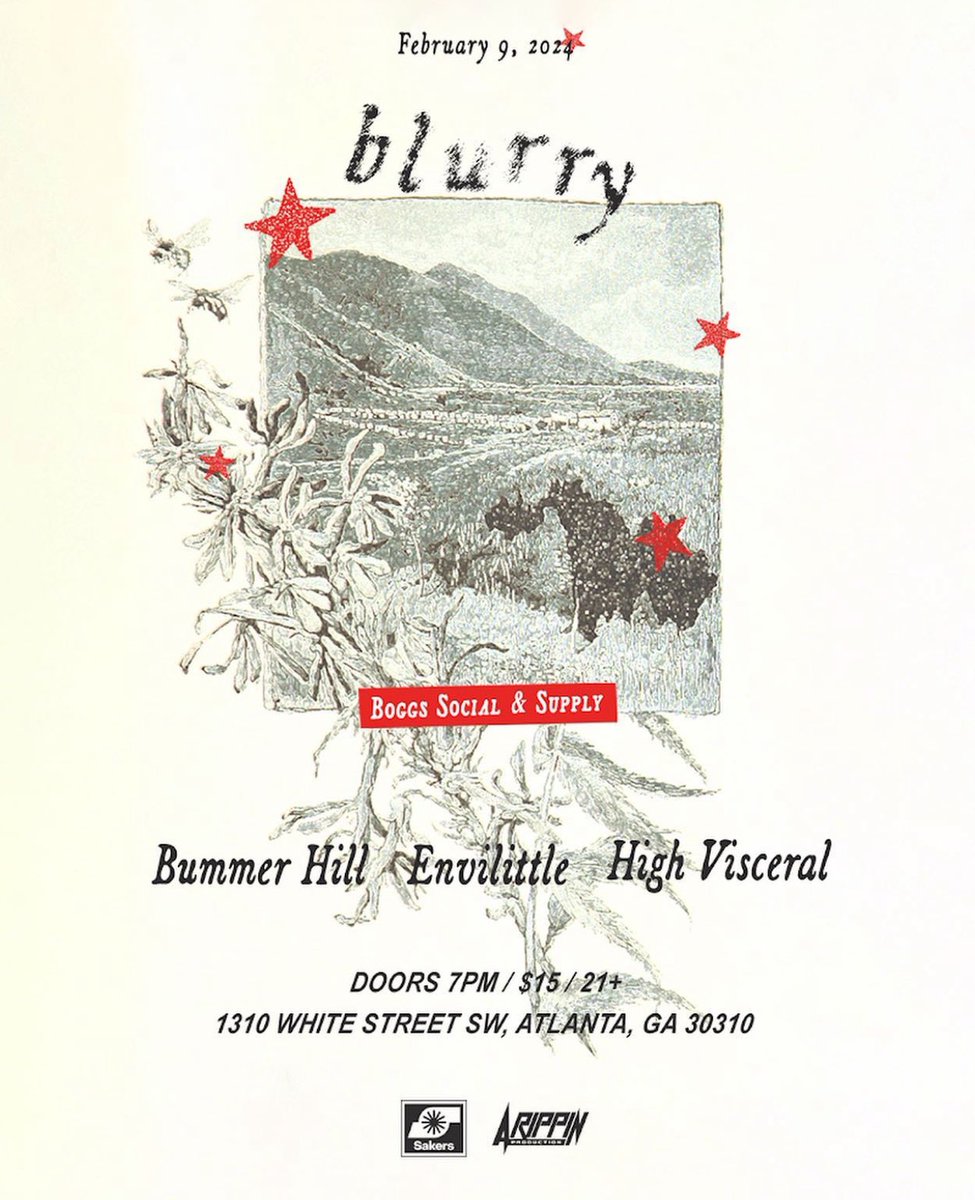 first show of the year. we are so back, and so is <a href="/blurryboysatl/">Blurry</a>!!!!! also joined by envilittle and <a href="/highvisceralatl/">High Visceral</a>, 2 bands we have been wanting to play with for a while. gonna be a BIG NIGHT!!!!!! something else might happen but i can’t remember what. hmmmmm