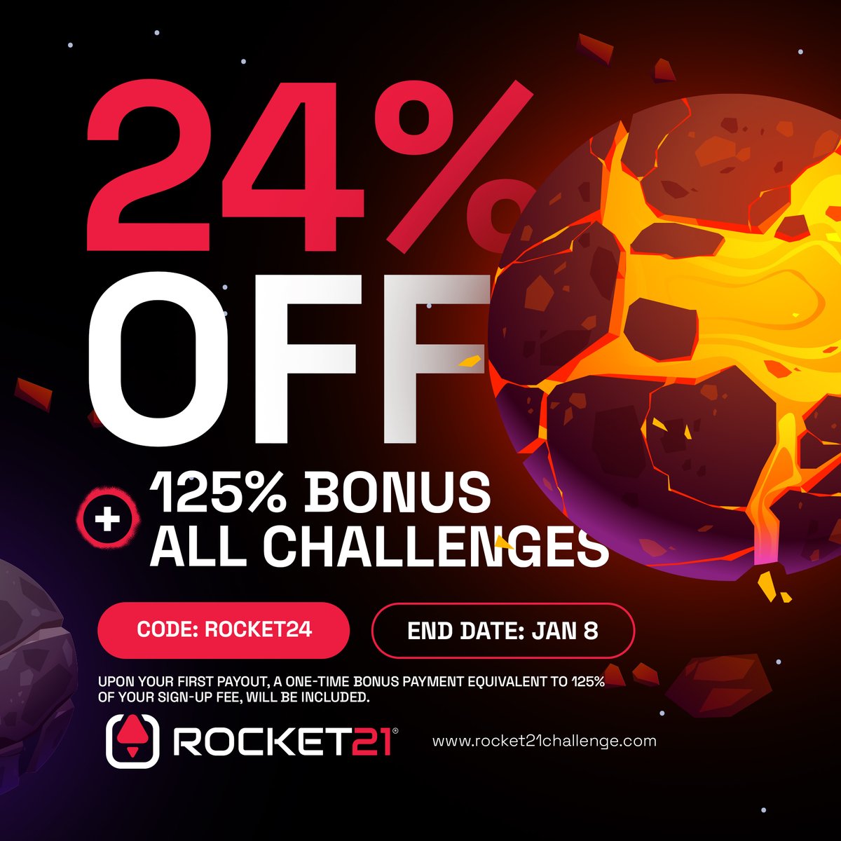 Don't forget to seize our exclusive offers before they expire! 🚀

✨ Get a 42% discount on our Standard and Apollo demo accounts with $5,000 and $10,000. Use code ROCKET2024 when making your purchase before January 31st.

✨ Elevate your trading experience with an amazing 24%…