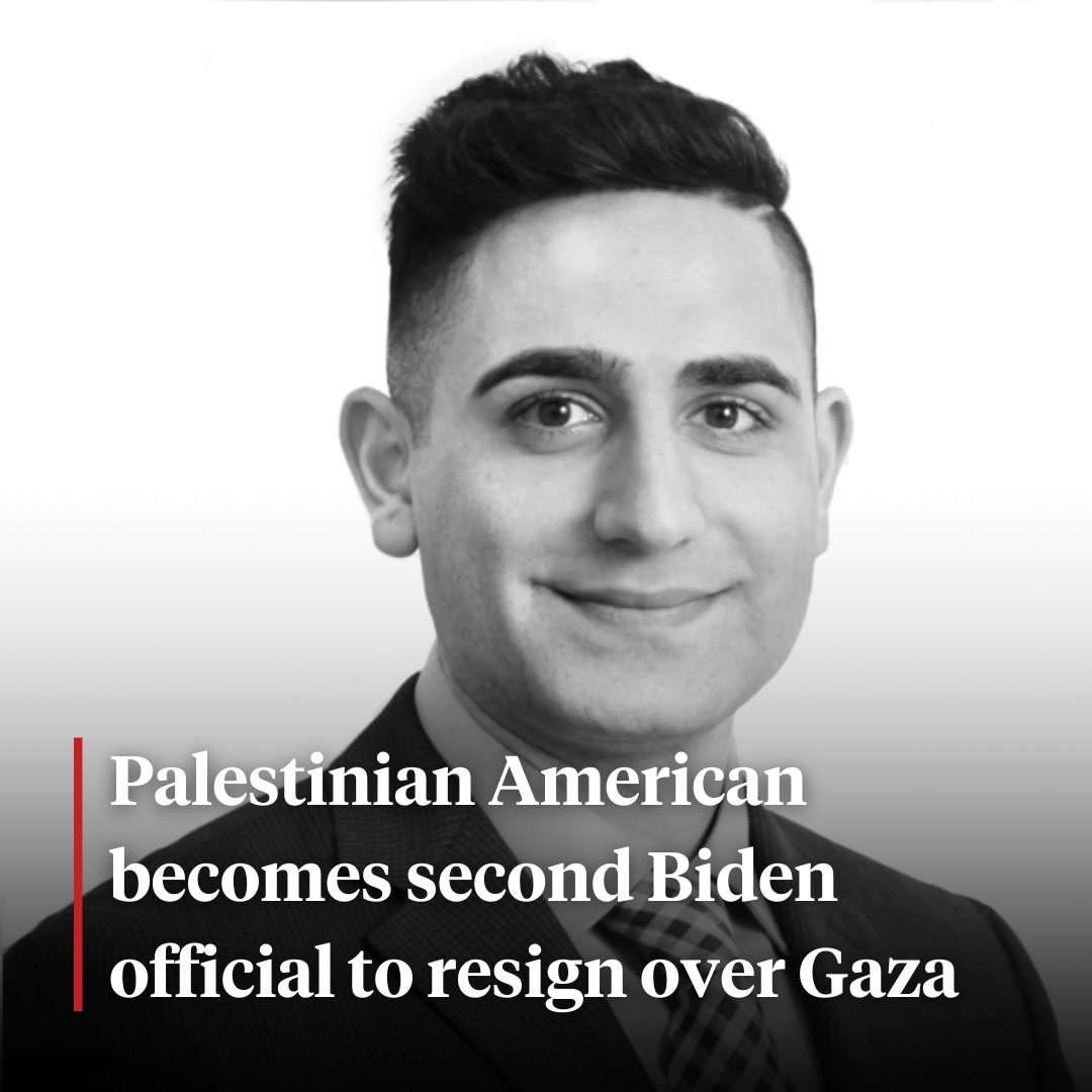 democracynow's tweet photo. "I cannot stay silent as this administration turns a blind eye to the atrocities committed against innocent Palestinian lives."

Palestinian American Tariq Habash, a Biden political appointee, has resigned to protest the Biden administration's support for Israel's war on Gaza. https://t.co/uHQKCs0Epc