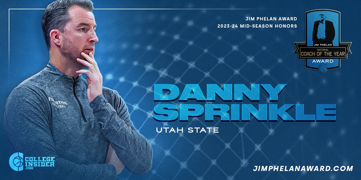 Jan. 4, 2024 BOSTON, MA -- Utah State University head coach Danny Sprinkle is the recipient of the Jim Phelan award ‘Mid-Season’ honors. PRESS RELEASE: tinyurl.com/JimPhelanMidSe… AWARD WEBSITE: jimphelanaward.com