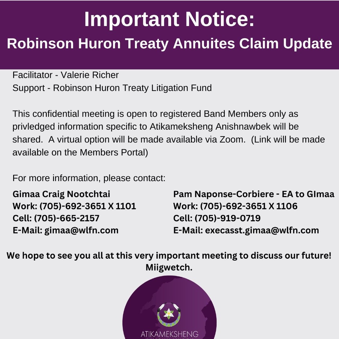 Gimaa Craig Nootchtai and Council want to share this video update on the RHT Agreement.

There will be a community consultation session on January 31st.  Stay tuned to our social media, website and members portal for more information.

ow.ly/LUaz50QnXKf

Miigwetch.