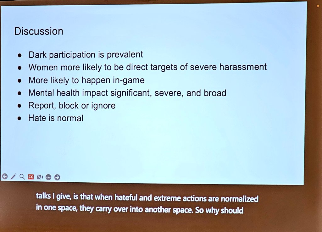 "hate is normal" 

same insights on the dark side of games by <a href="/DrKowert/">Dr. Rachel Kowert</a> 

full paper: scholarspace.manoa.hawaii.edu/bitstreams/ad8…

#hicss #gamedev