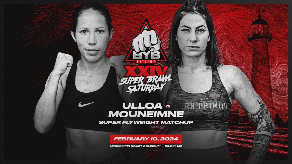 bkbbareknuckle's tweet photo. We bring out the best in the world 🌎 👊🏾 

It’s an international showdown in Biloxi when Mexico’s Cecy Ulloa 🇲🇽 gets back into action and welcomes South Africa’s GI Jesse Mouneimne 🇿🇦 to BYB Bare Knuckle and the Mighty Trigon. 

Tickets on sale for February 10’s BYB 24 Super Brawl Saturday now at https://t.co/olTZ7DebGj.