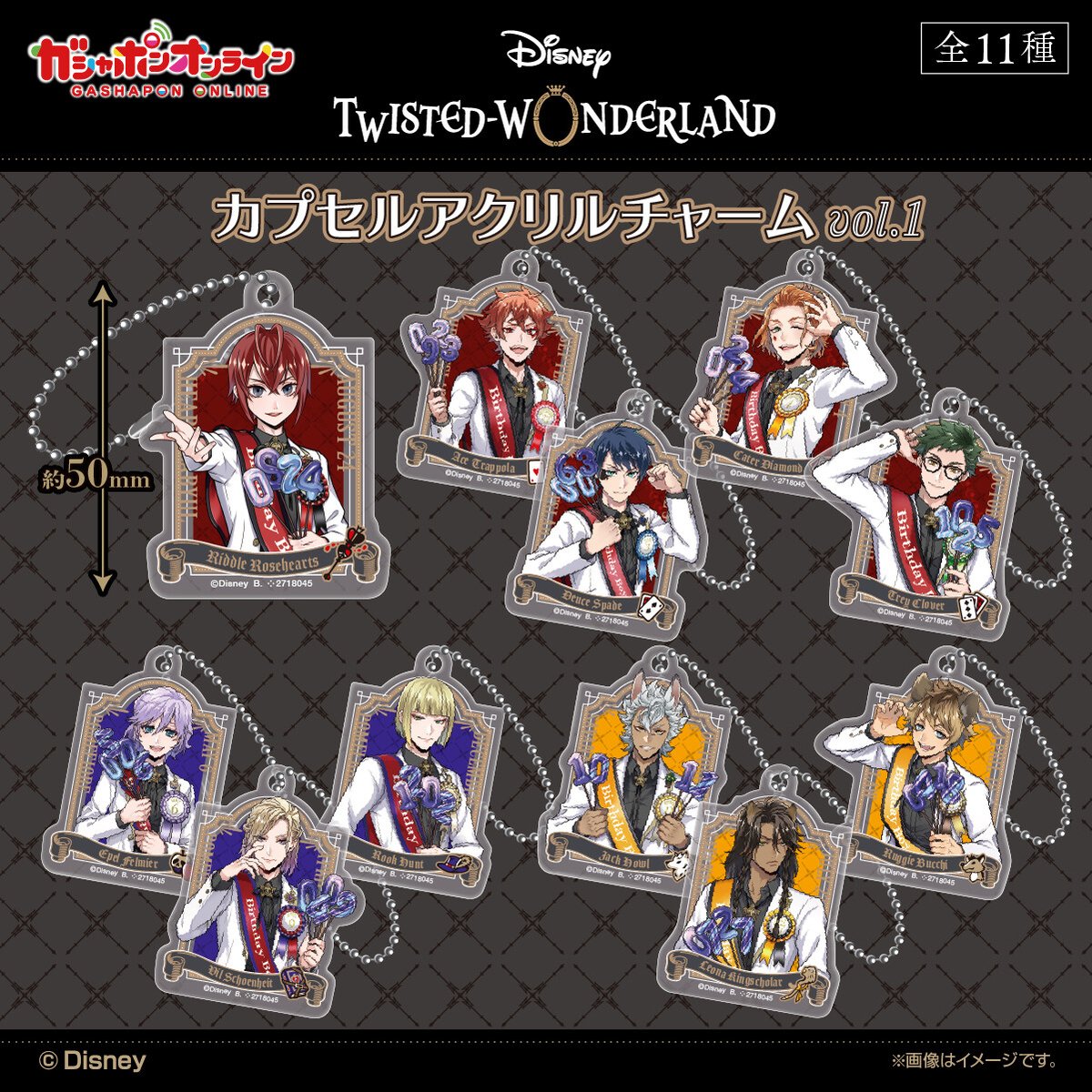 ディズニー ツイステッドワンダーランド カプセルアクリルチャームvol 