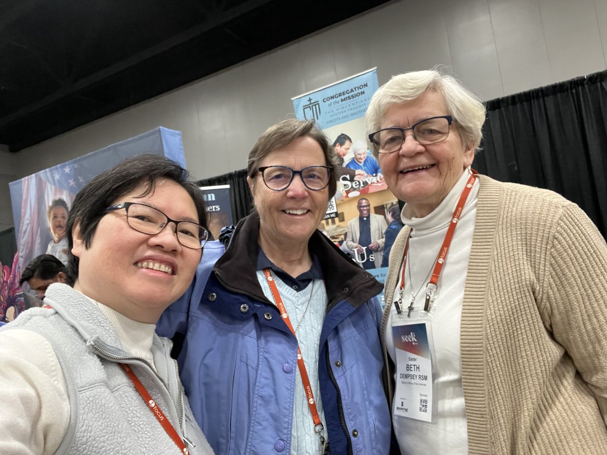 Sr. Mai-dung enjoying companionship at #SEEK24. Pictured with Sr. Mai-dung are Sr. Regina Hlavac, DOC, and Sr. Beth Dempsey, RSM.
