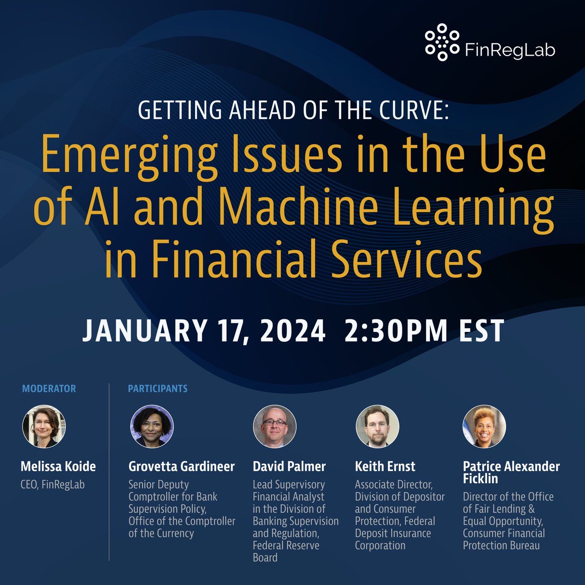 Join senior federal regulators in a #webinar on Jan. 17 to learn about the rise of #AI and #machinelearning in the financial services and how it's changing the game. Don't miss this important discussion! Register now at finreglab.org/newsevents/get…
