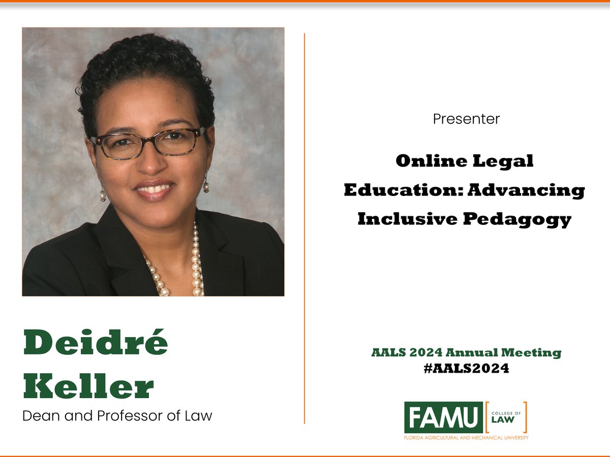 FAMU Law is fully engaged at the Assoc of American Law Schools Annual Meeting in Washington, DC. The meeting takes place Jan 3-6, 2024.
FAMU Law is represented by Dean Deidre Keller, Areto Imoukhuede, Maritza Reyes,  Darryll Jones, Priscilla Harris, and Erika Hill.