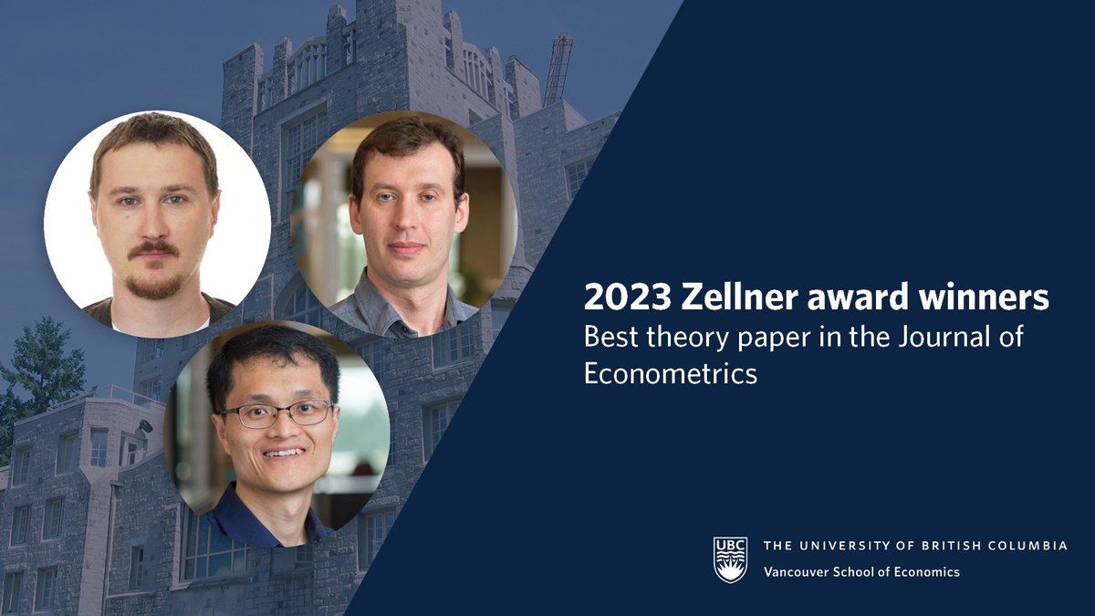 Congrats to @ubcVSE's Kevin Song and @vadimmarmer, and @TilburgEOR's Denis Kojevnikov (UBC PhD '19), for winning the Zellner Award for best theory paper in @JEconometrics!