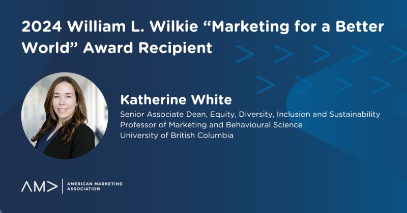 AMA is thrilled to announce Kate White as the winner of the 2024 William L. Wilkie “Marketing for a Better World” Award! Kate will be honored at the #AMAWinter Awards Lunch on February 24 in St. Pete Beach, FL 👏👏👏 Learn more about Kate here: bit.ly/41ONIiG @White_K8