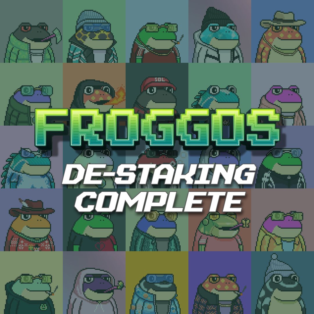 Check your wallets! Our de-staking process is now complete! Your Froggos have returned home.💚 Announcement coming soon - 🐸🍼 #ribbit