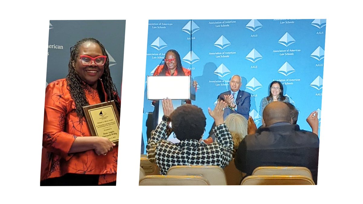 Claps and snaps for Dean and Ryan Roth Gallo #BULawProf <a href="/aonwuachi/">Angela Onwuachi-Will</a>, who was presented the Michael A. Olivas Award for Outstanding Leadership in Diversity and Mentoring in the Legal Academy today at #AALS2024. Learn more ➡️spr.ly/6010RihOE <a href="/TheAALS/">AALS</a>