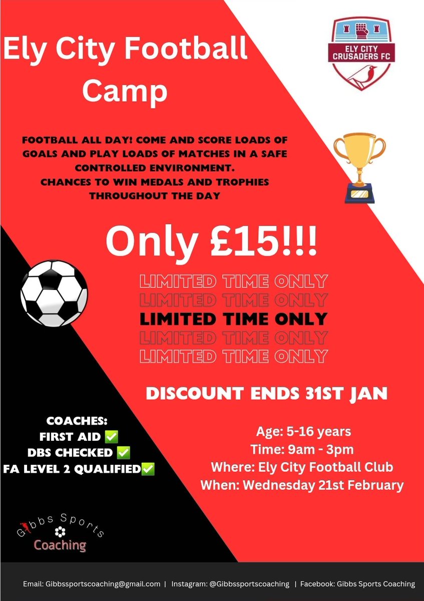 RyanGibbs27's tweet photo. Please share 

Get booked on now for ONLY £15 

Email: Gibbssportscoaching@gmail.com 
Instagram: GibbsSportsCoaching 
Facebook: Gibbs Sports Coaching https://t.co/dIibYD1M7J