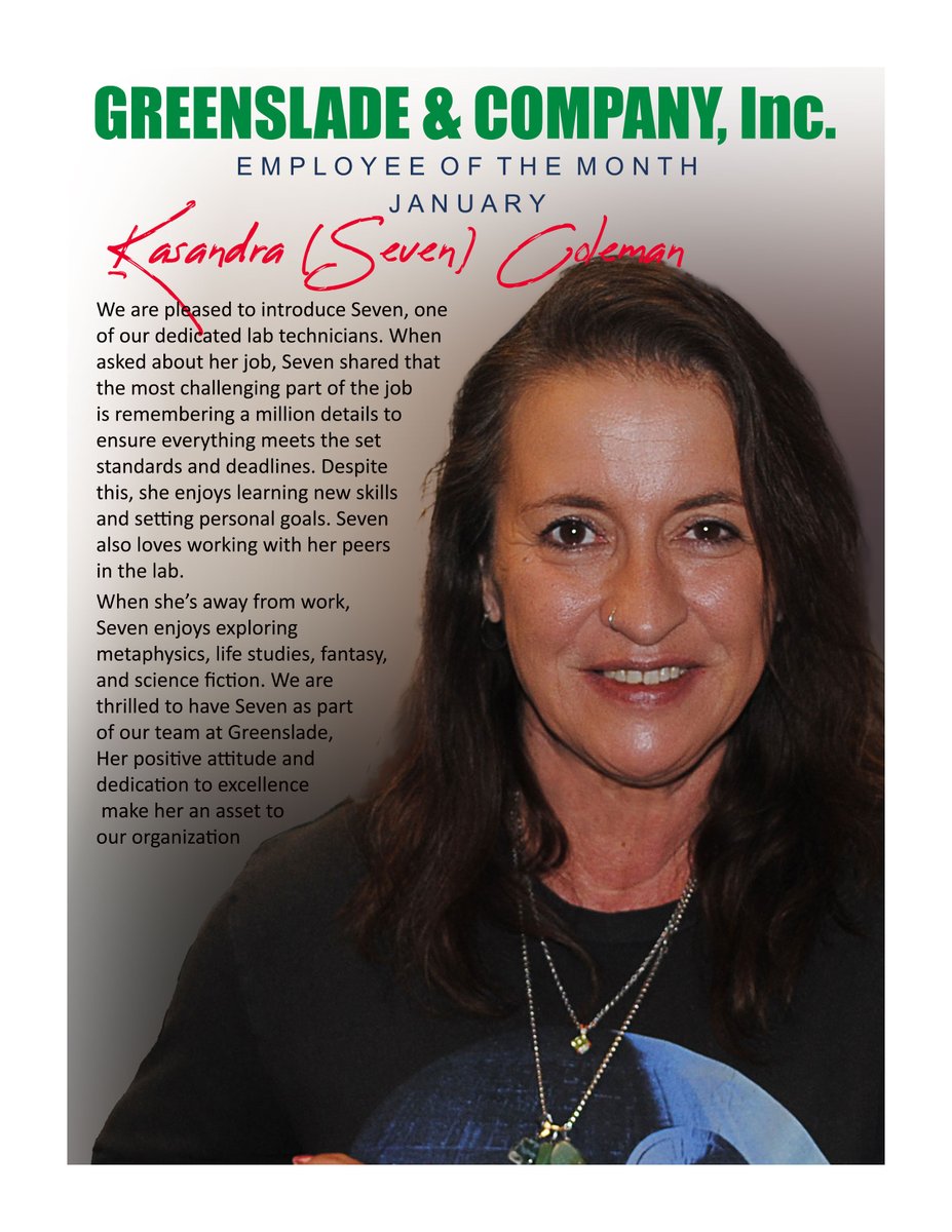 Seven is our Employee of the Month for January! We want to express our sincere appreciation for your hard work and dedication. Thank you for being an invaluable team member; we look forward to continued success together.