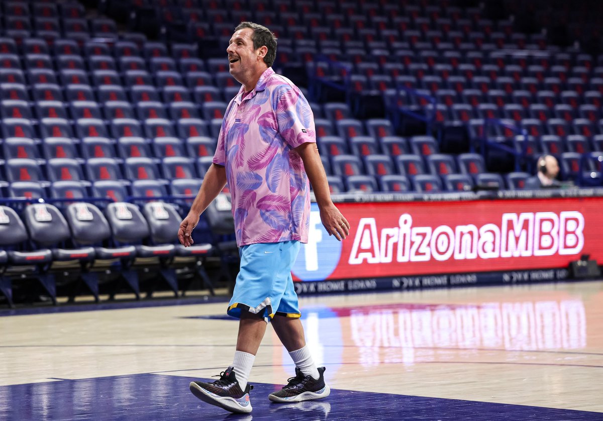 AZATHLETICS's tweet photo. Pregame shootaround with @AdamSandler in the house! 

#BearDown https://t.co/O8TWQSLPYc