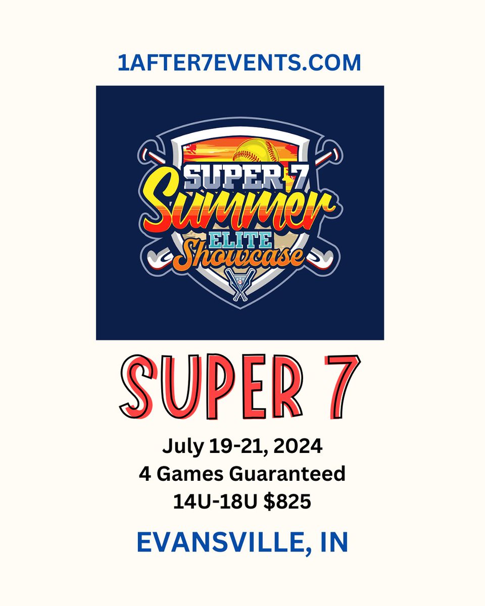 End your summer right at the Super 7 tournament in Evansville! Sign up before it's too late!