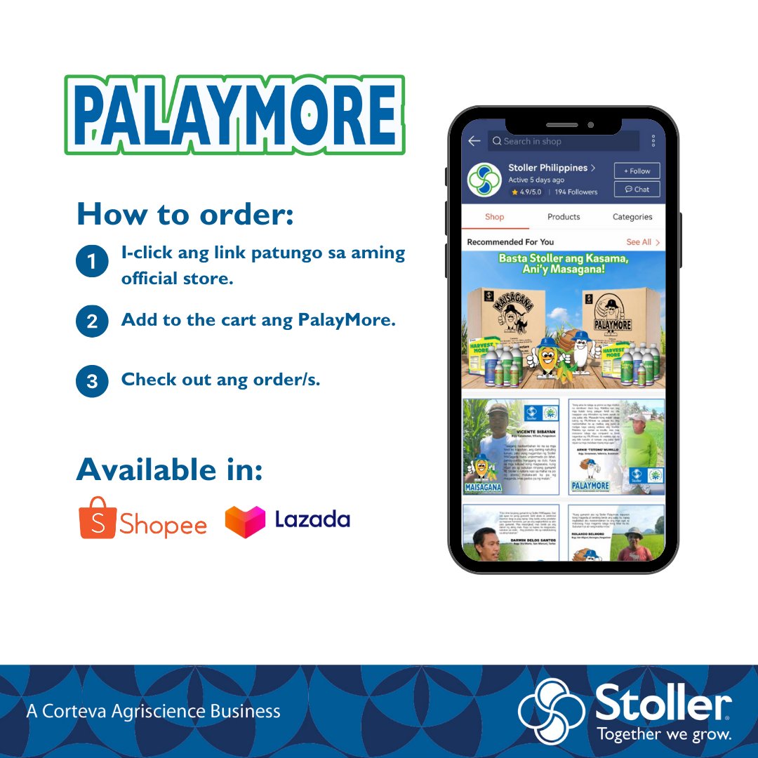 StollerPH's tweet photo. Dito sa PalayMore mapapa-MORE proteksyon at MORE lakas ang inyong mga tanim laban sa pagbabagong klima. Syempre higit sa lahat, MORE ani kaya MORE balik sa inyong kita!

Proven and tested din ito ng mga magsasaka. Kaya kung hindi mo pa ito nasusubukan, mag order na! https://t.co/nZv7lHTesX