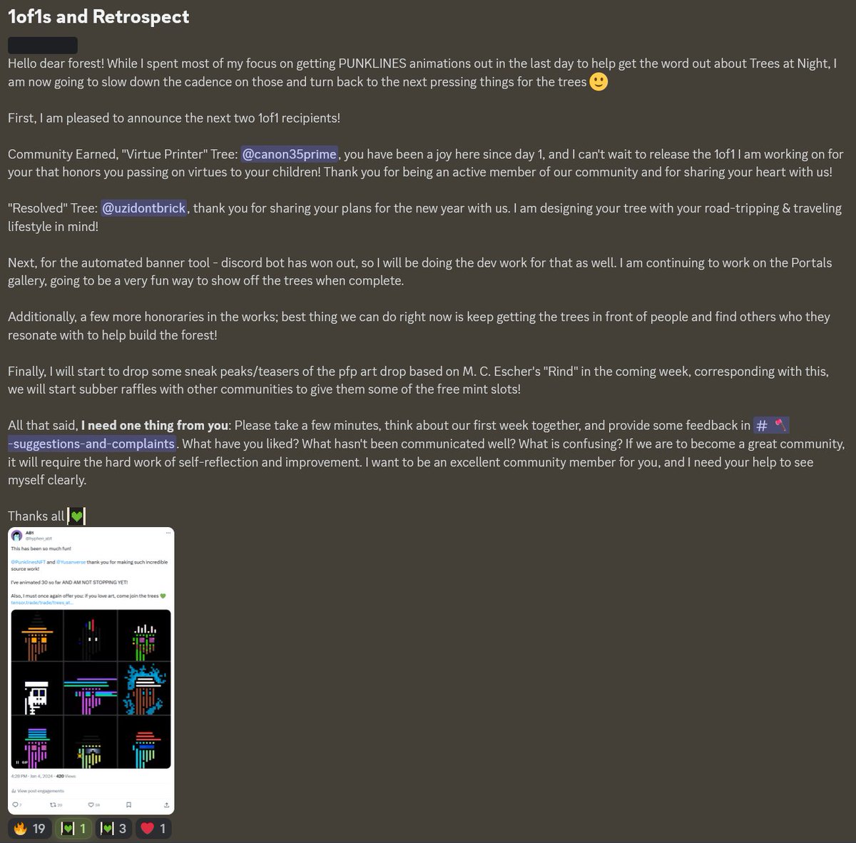 hyphen_ab1's tweet image. We minted out our 999 trees 6 nights ago, here is our most recent update! 💚